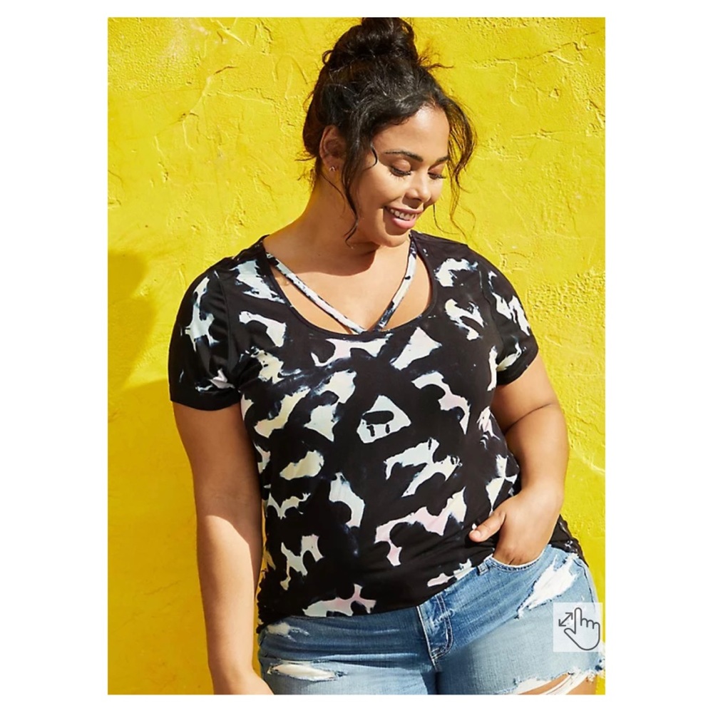 Torrid black tie dye strappy super soft tee